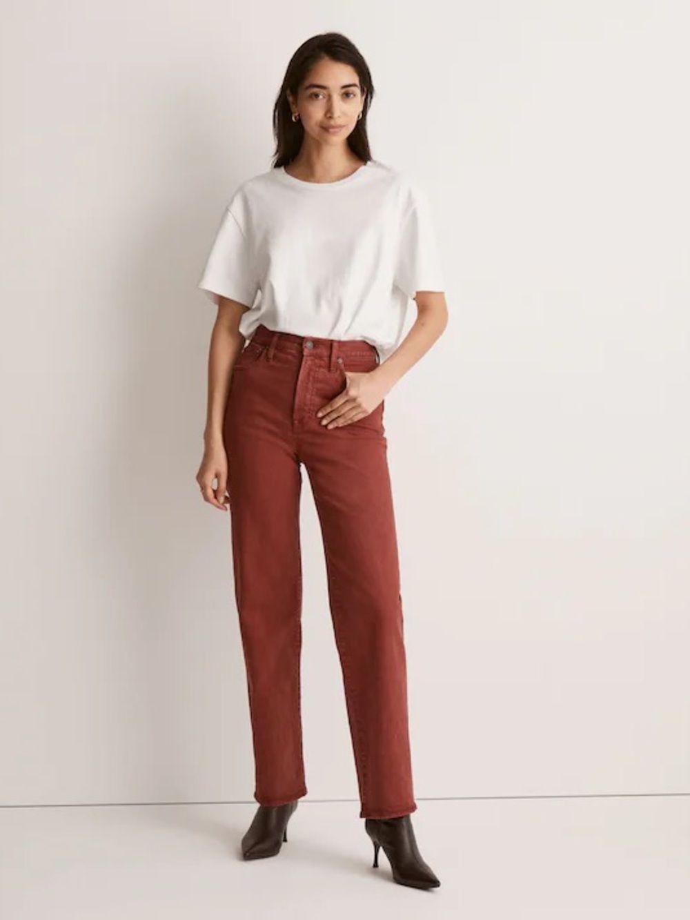 NWT Madewell The Perfect Vintage Wide-Leg Jean in Rich Burgundy - Picture 2 of 8